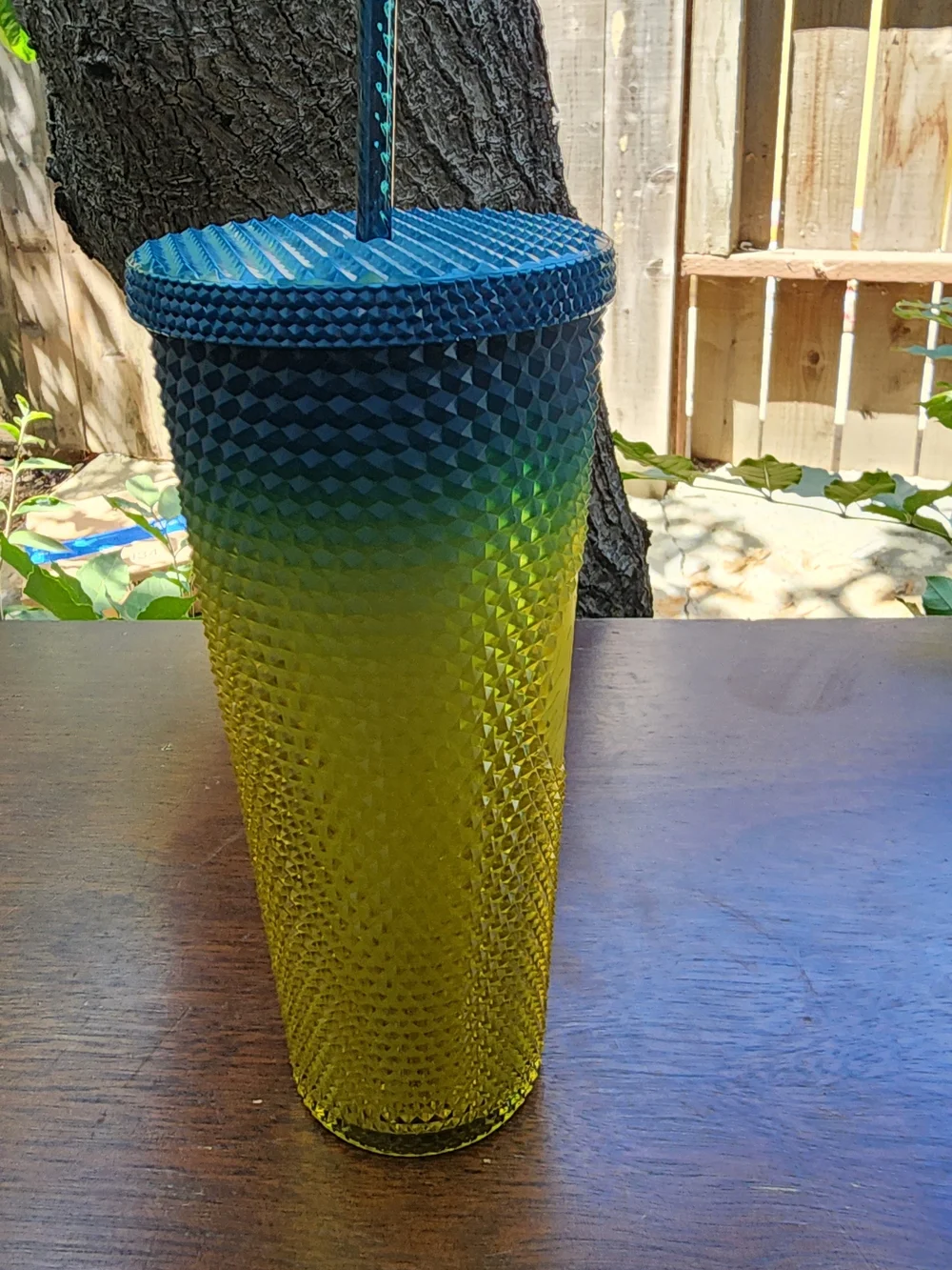 STARBUCKS Fall 2023 Gradient Lemon Yellow Blue Studded Venti Tumbler 24oz